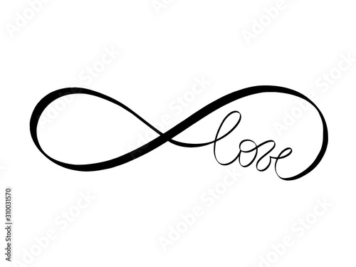 Abstract Love Sign Endless Love Lettering Calligraphy Handdrawn Wedding Invitation Card Logo Icon Hand Written Text Holiday Greeting Card On White Background Infinity Symbol Backdrop Design Buy This Stock Illustration And