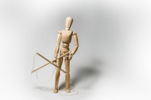 Wooden Puppet With Rope In Hand Escaped From Captivity. Image