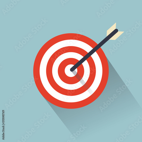 Cuadros en Lienzo Target with an arrow flat icon concept market goal vector picture image