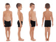 © New Africa - Collage of cute little boy in underwear on white background