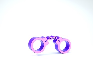 Sticker - Purple Handcuffs icon isolated on white background. 3d illustration 3D render