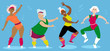 © aleutie - Women-only senior aerobic group workout, EPS 8 vector illustration