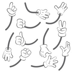 Wall Mural - cartoon hands. body parts collection hands animation vector creation kit. human gesture hand, forefi