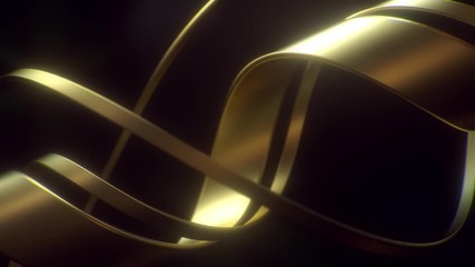 Poster - Abstract background with golden spiral ribbons. Geometric concept with moving helix shapes. Motion design. Smooth hypnotic pattern. 3d loop animation. Seamless composition. 4K UHD
