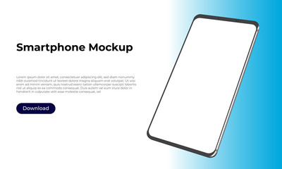 Wall Mural - rotated 3d smartphone mockup template for application presentation and user experience design. blue 