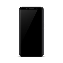 Poster - Black smartphone with empty black touch screen, model mobile - stock vector