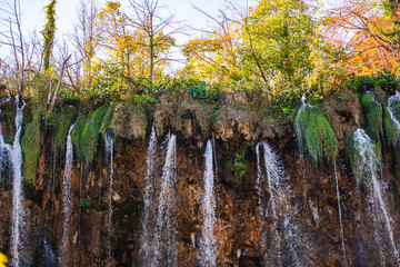 Sticker - Autumn waterfall landscape