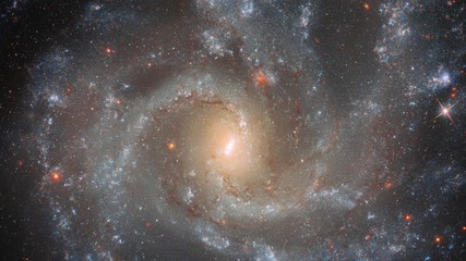 Wall Mural - Rotating galaxy in outer space, space travel fantasy exploration with thousand stars moving around. Contains public domain image by Nasa