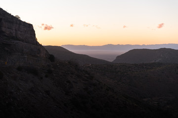 Wall Mural - Sunset, landscape view over mountains in southern New Mexico. 