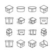 © Jovi MIng - Box line icons set vector illustration. Open package, merchandise,  shiping, upload, carton, wood boxes, product. Simple outline signs for delivery service. Pixel perfect. Editable Strokes.