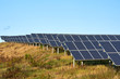 green energy. solar panel field in the winter sun. alternate energy. photovoltaic, blue sky, germany 