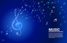 Vector Music Melody Shape Sol Key Note Dancing Flow . Concept Background For Song And Concert Theme.
