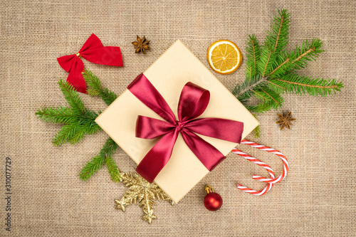 Download New Year Background Red Decorations Isolated On Linen Texture Xmas Celebration Pattern Holiday Festive Celebration Concept Banner Mock Up For Display Of Product Or Design Content Buy This Stock Photo And Explore Similar Images PSD Mockup Templates