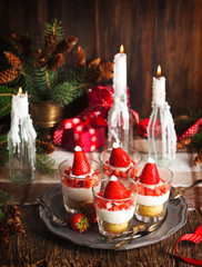 Canvas Print - Santa hat dessert in portion serving