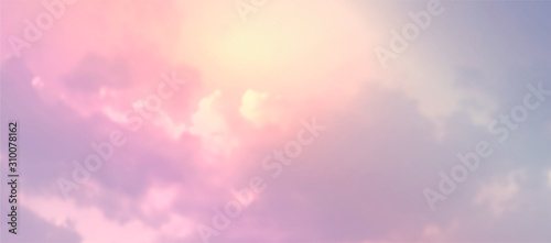 Fotomural Bright Blue Sky Background. Realistic Vector Beautiful Clouds