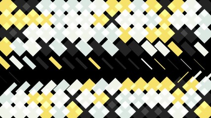 Poster - Abstract animation of multicolored geometric patterns appearing and disappearing one by one on the black background. Animation. Abstract 3d render of transition with geometric shapes