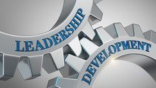 Leadership Development Concept. Words Leadership Development Written On Gear Wheels.