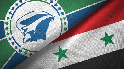 Martinique and Syria two flags textile cloth, fabric texture