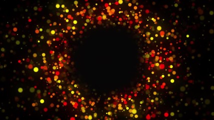 Poster - Computer generated abstract beautiful background. Random flow of colored round particles forms a vortex. 3D rendering of spinning confetti in a circle