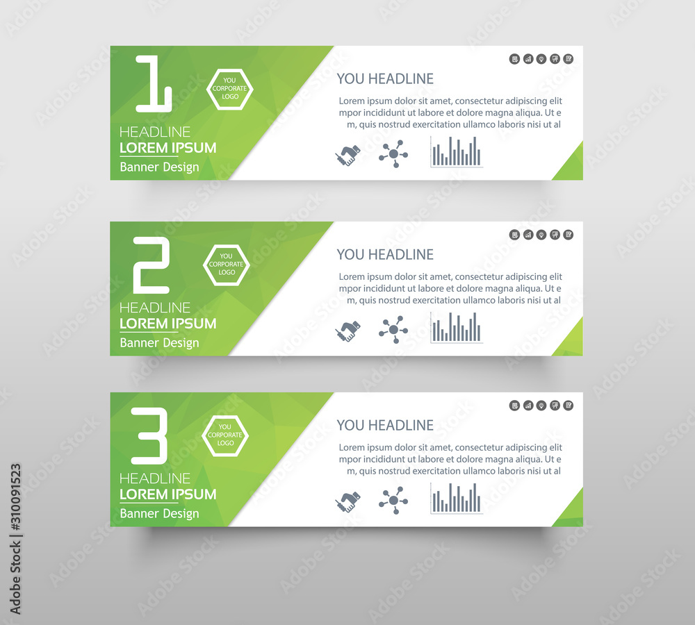 Set of infographic banner with polygonal, Geometric, Triangle pattern shape. web banner modern low polygon set background design, Geometric background. eps10 vector illustration.