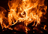 Fototapeta Miasto - burning fire flame on the black background