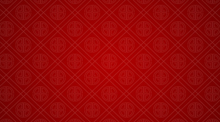 Wall Mural - Background template with chinese patterns in red
