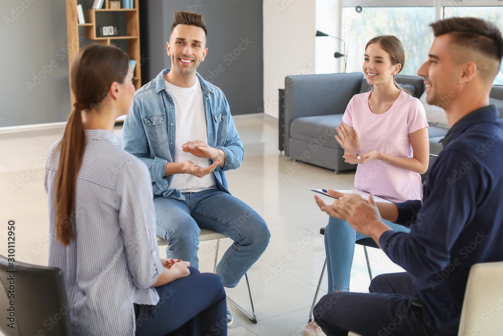 Group of young people during psychological support session