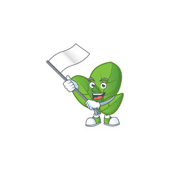 Sticker - cute basil cartoon character design holding a flag