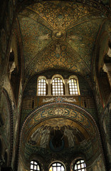 Wall Mural - Interior of Basilica of San Vitale, which has important examples of early Christian Byzantine art and architecture.