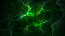 3D Rendering Abstract Green Fractal Light Background