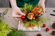 How to make long lasting Christmas decoration. Floral arrangement inside the pumpkin