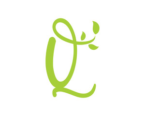 Sticker - Letter Q With Leaf Logo Vector 003