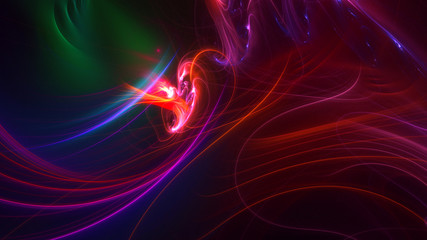 3D rendering abstract red fractal light background