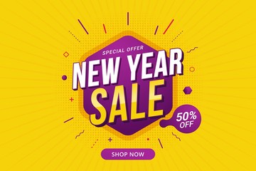 new year sale discount banner template promotion design for business