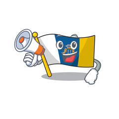 Sticker - a Picture of flag canary island Scroll holding a megaphone