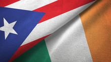 Puerto Rico And Ireland Two Flags Textile Cloth, Fabric Texture