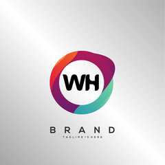 WH initial logo With Colorful Circle template vector.