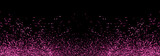 Fototapeta Tulipany - Abstract pink defocused glitter holiday panorama background on black. Falling shiny sparkles. New year Christmas glowing backdrop