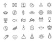 Set of linear religion icons. Faith icons in simple design. Vector illustration