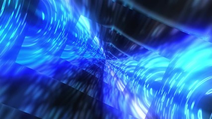 Poster - 3D rendering of abstract background digital rectangular funnel with luminous spirals and luminous background, computer generated