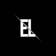 EL logo monogram with slash style design template