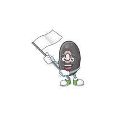 Sticker - cute black beans cartoon character design holding a flag