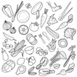 seamless pattern with vegetables,drawing background for restaurant