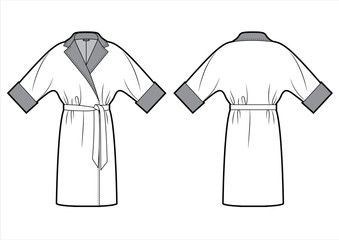 Wall Mural - Vector illustration of women's coat. Front and back views