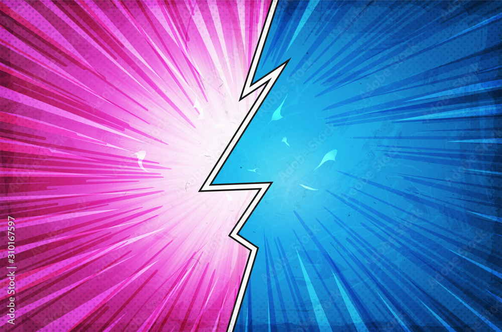 Comic Book Action Layout Background With Power Fx/ Illustration of a ...
