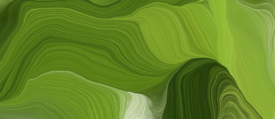 Poster - colorful horizontal banner. contemporary waves design with olive drab, ash gray and very dark green color