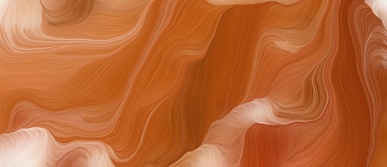 Poster - colorful horizontal banner. smooth swirl waves background illustration with coffee, baby pink and dark salmon color