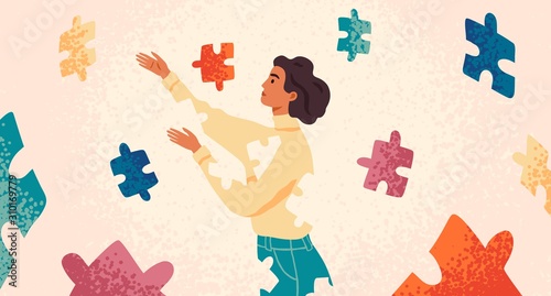 Fotografía Self healing, recovery flat vector illustration