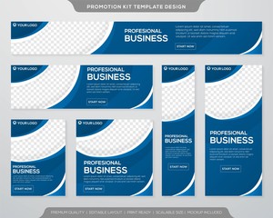 set of promotion kit template with simple layout and abstract style design