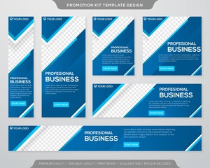 set of promotion kit template with simple layout and abstract style design